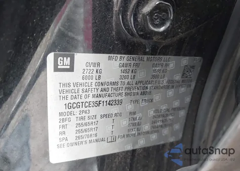 2015 Chevrolet Colorado Z71 z USA, uszkodzony, nr VIN 1GCGTCE35F1142339